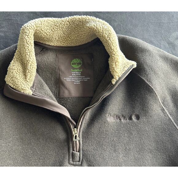 Timberland Men's 2XL Sherpa Collar hunter Pullover Utility Sweater Grunge VTG - Picture 2 of 5